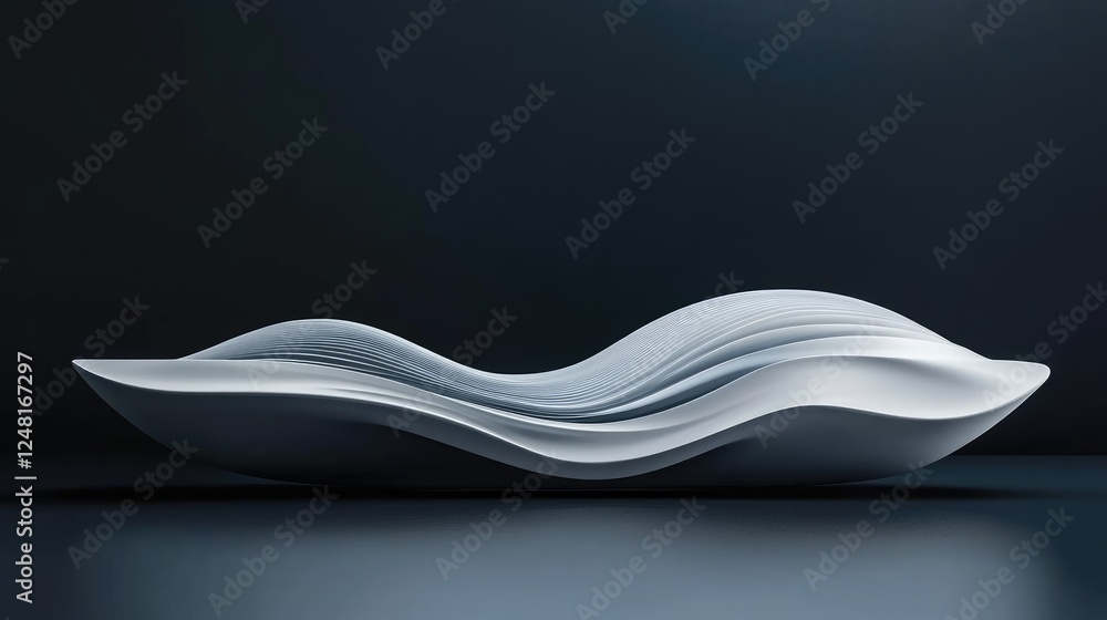 Aufkleber sleek and futuristic obsidian podium with smooth white wavy lines, perfect for an empty product disp