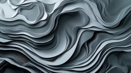 Obraz premium Abstract Gray Paper Wave Pattern with Flowing Textures and Depth