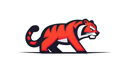Stylized tiger logo in dynamic pose, showcasing strength and agility against a minimal backdrop