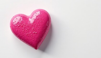Obraz premium Pink lipstick heart, glossy texture, white backdrop, skincare, white background, cosmetics