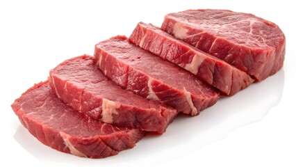 Obraz premium Fresh Raw Beef Slices Vibrant Red Color & Marbled Texture V2
