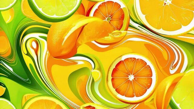 background of orange slices of green orange yellow 