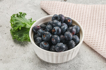 Sweet ripe blueberry on the bowl