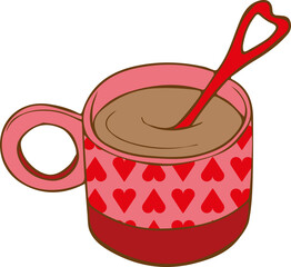 Tasse à café avec un motif coeur et une petite cuillère 