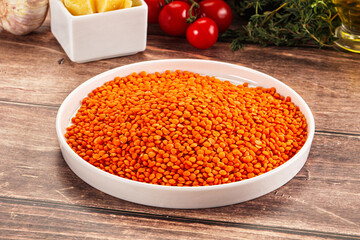 Raw red lentil for cooking