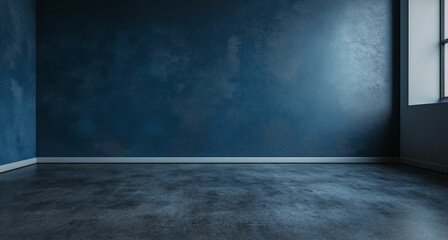 dark concrete wall with floor, dark room, grunge texture dark concrete wall background