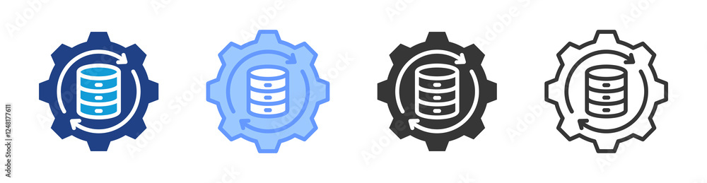 Fototapete data processing icon set multiple style collection
