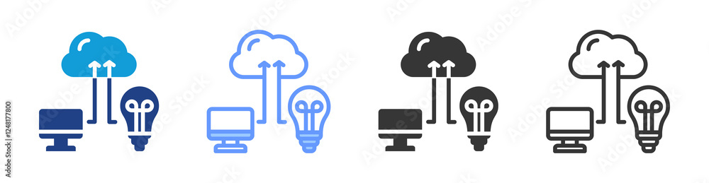 Poster Hybrid integration icon set multiple style collection
