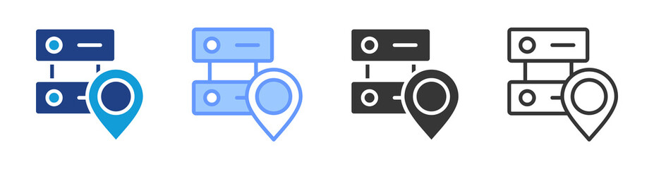 Data locality icon set multiple style collection © Uniconlabs