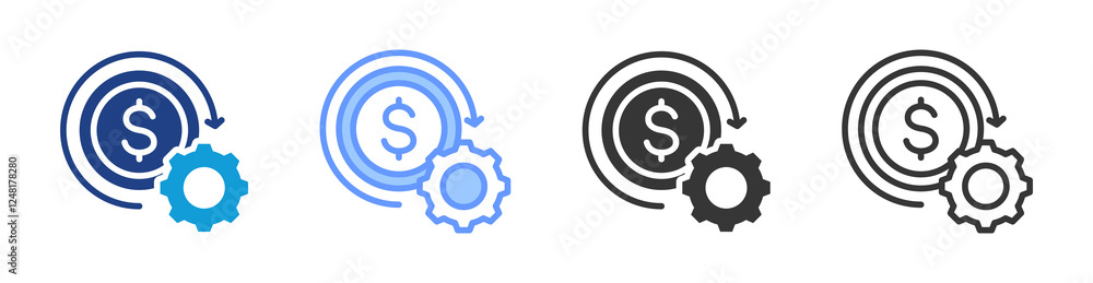 Poster Cost efficiency icon set multiple style collection