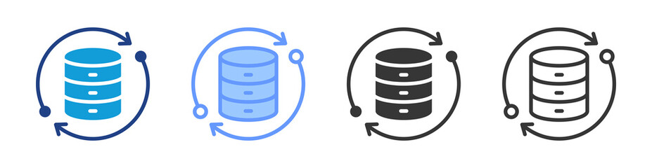 Data synchronization icon set multiple style collection