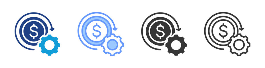 Cost efficiency icon set multiple style collection