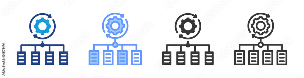 Poster Workload optimization icon set multiple style collection