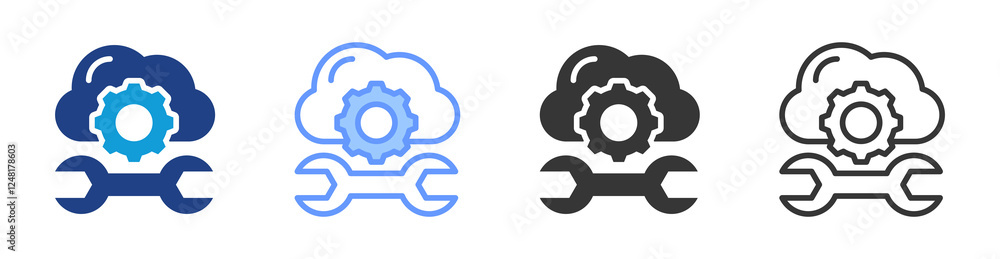 Poster Cloud service icon set multiple style collection