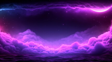 Ethereal Purple Cloudscape Fantasy Nightscape Dreamlike Celestial Background
