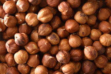 Background detail of a pile of hazelnuts shelled
