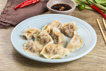 Asian steamed dumplings with meat