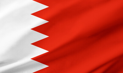 Bahrain flag background with waving fabric texture