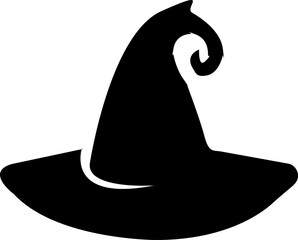 Halloween witch hat icon.Doodle icon of witch hat for Halloween and Christmas.Wizard hat isolated. Design element, accessory for Halloween celebration. Vector illustration.Halloween party costume hat.