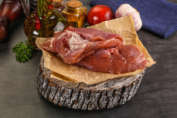 Raw uncooked turkey thigh fillet