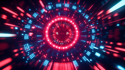 Red neon rectangle frame banner with light glow background. Led line electric signboard for game or casino. Abstract cyber shine template design. Futuristic party signage for modern music club