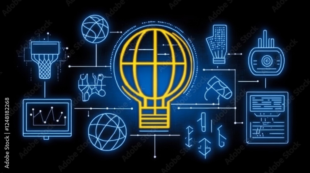 Aufkleber global network innovation technology concept futuristic digital world data connection idea