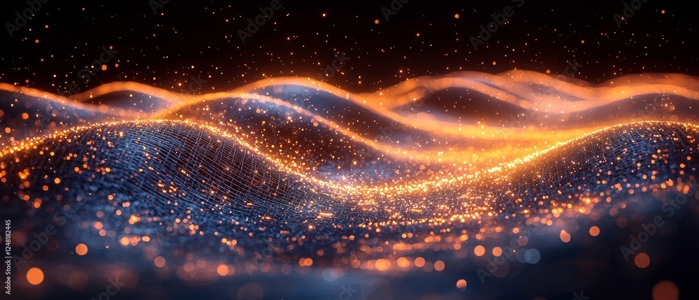Poster vibrant visualization of dynamic financial data flows and analysis insights