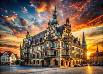 Fototapeta premium Munich's iconic Rathaus: a breathtaking high-resolution photo showcasing the historic City Hall's medieval Bavarian architecture.