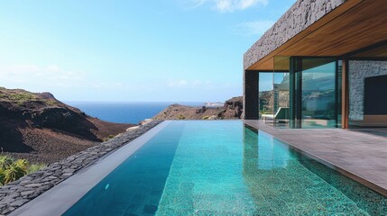 Fototapeta premium Infinity Pool Luxury Villa Ocean View