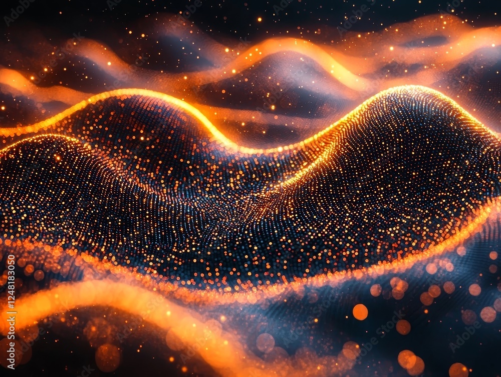 Poster glowing data points forming futuristic shapes intriguing abstract concept of predictive business ana