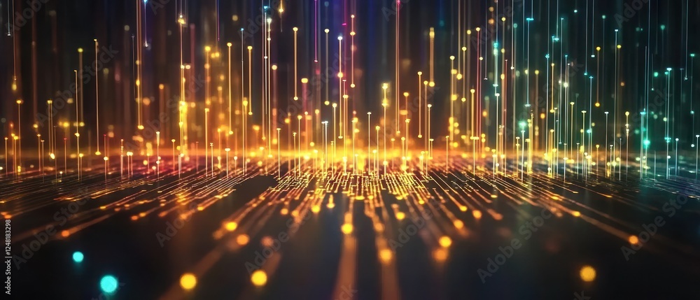 Poster vibrant light trails creating a dynamic background scene