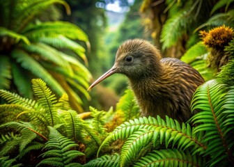 New Zealand's stunning landscape: a bird's-eye view of kiwi bird habitat.