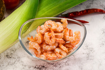Shrimps cocktail in the bowl