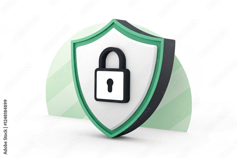 Poster a stylized shield with a padlock symbolizes security and protection, emphasizing safety in digital e