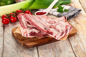 Raw pork ribs for cooking