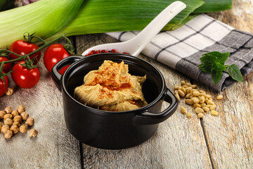 Natural chickpea hummus with paprika