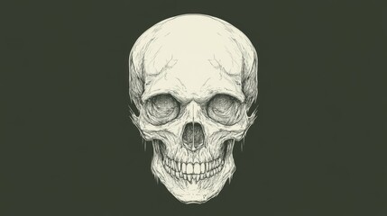 Obraz premium Detailed skull drawing, dark background, anatomical study, medical illustration