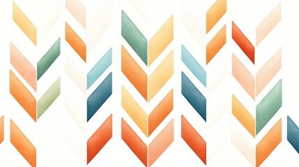 Abstract pattern of colorful chevron shapes in soft hues, creating a vibrant backdrop