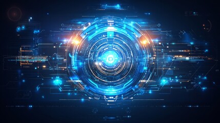 Fototapeta premium Abstract Futuristic Technology Network Digital Data Flow glowing sphere in cyberspace digital illustration