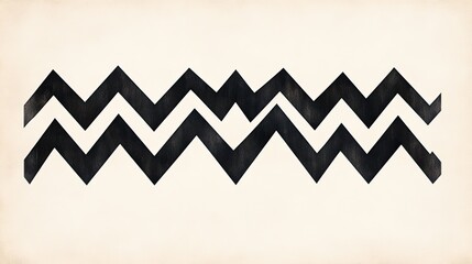 Abstract black zigzag pattern on a textured beige background, suitable for design projects