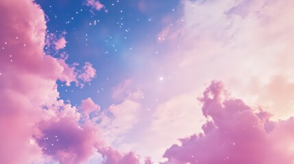 Vibrant pastel sunset with soft clouds floating in the sky