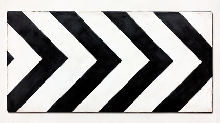 Abstract black and white chevron pattern on a rectangular canvas, ideal for modern decor