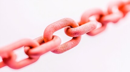 Close-up of a pink metal chain link against a soft gradient background, symbolizing connection