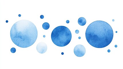 Watercolor illustration of blue circles in varying sizes, creating a soft, artistic background