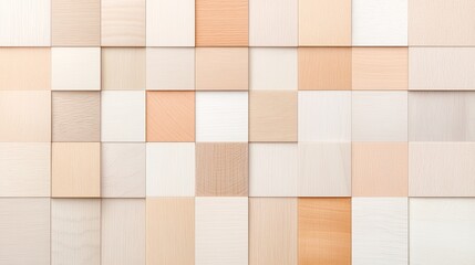 A diverse arrangement of wooden panels showcasing various textures and colors in a modern setting