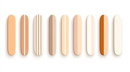 A collection of various skin tone color swatches arranged in a gradient on a white background