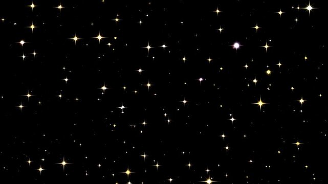 A video of a starry night sky with twinkling stars. Captured from a wide-angle perspective, creating a serene and infinite cosmic view.