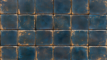 Naklejka premium Dark Blue Ceramic Tile Wall