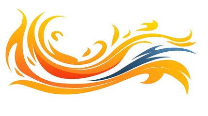 Naklejka premium Vibrant and Energetic Stylized Cartoon Fire with Bold Outlines Centered on a Bright White Background