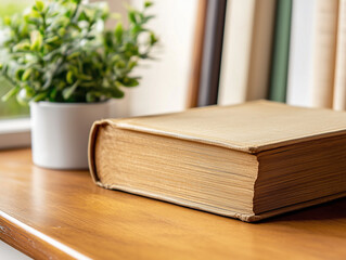 old books on wooden table
